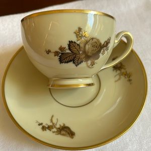 Vintage NHS Kongens Lyngby Denmark porcelain demitasse espresso Cup and Saucer